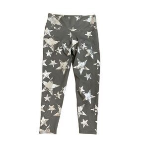 Aerie Chill Play Move Gray 7/8 Leggings Silver Metallic Distressed Stars Medium
